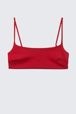 Bright Red - Scoop Neck Bikini Top - 3