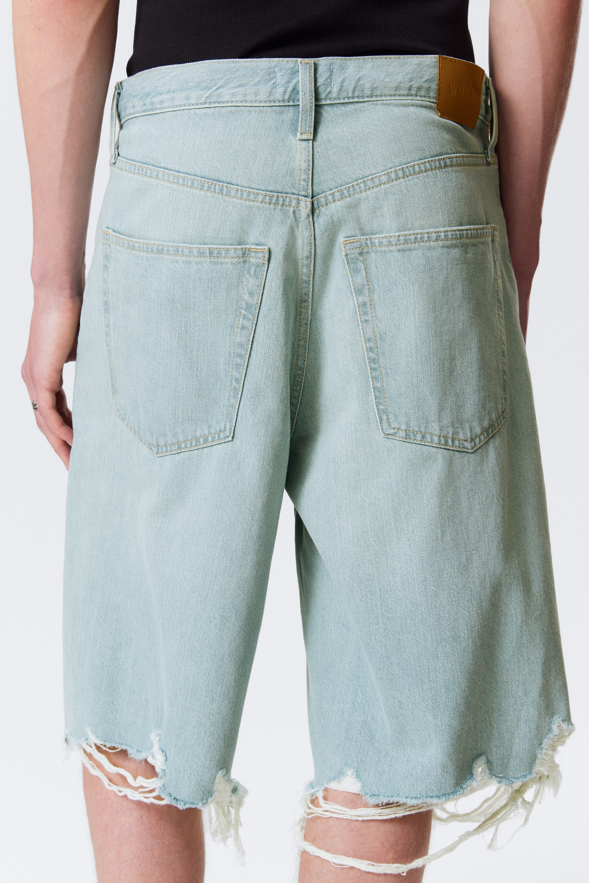 Foam Blue - Light Blue - Cosmos Loose Fit Denim Shorts - 8
