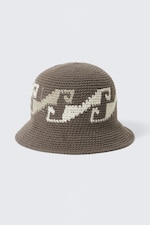 Dunkles Graubraun - Gewebter Bucket Hat mit Jacquard-Strickmuster - 0
