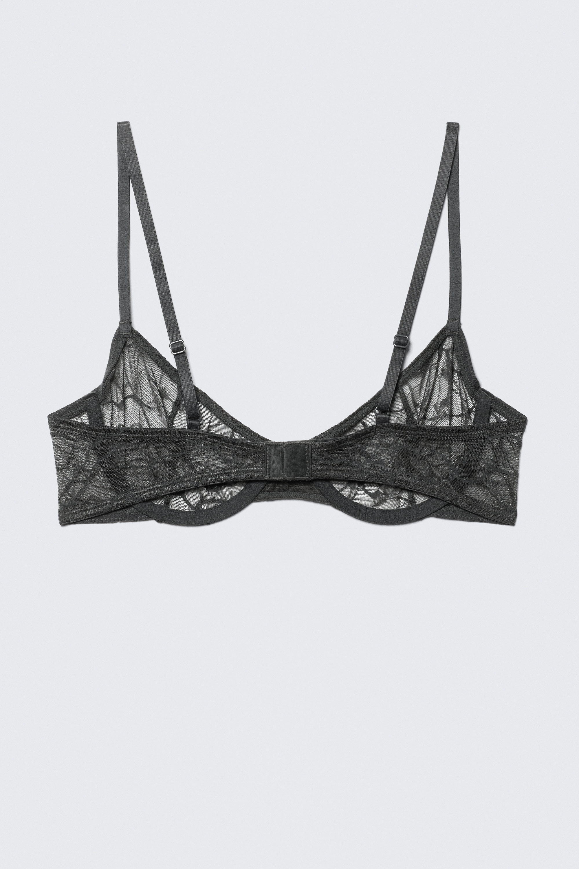 Dark Grey - Wired Swirly Lace Bra - 4