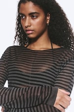 Randig mörkgrå - Ledig Skir Stickad Tröja - 1