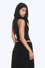 Striped Dark Khaki Green - Striped Draped Hooded Top - 3