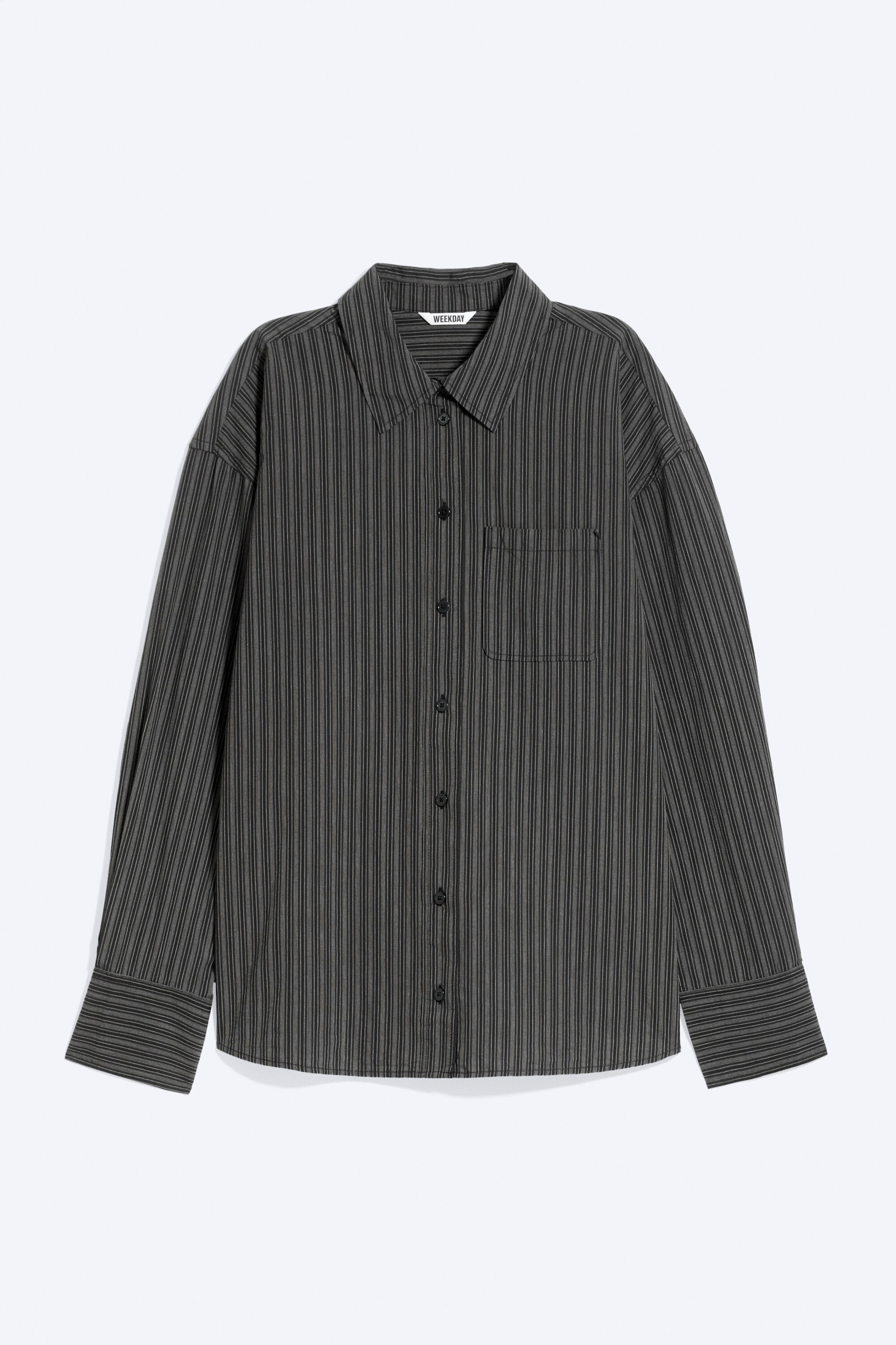 Striped Black - Oversized långärmad bomullsskjorta - 4