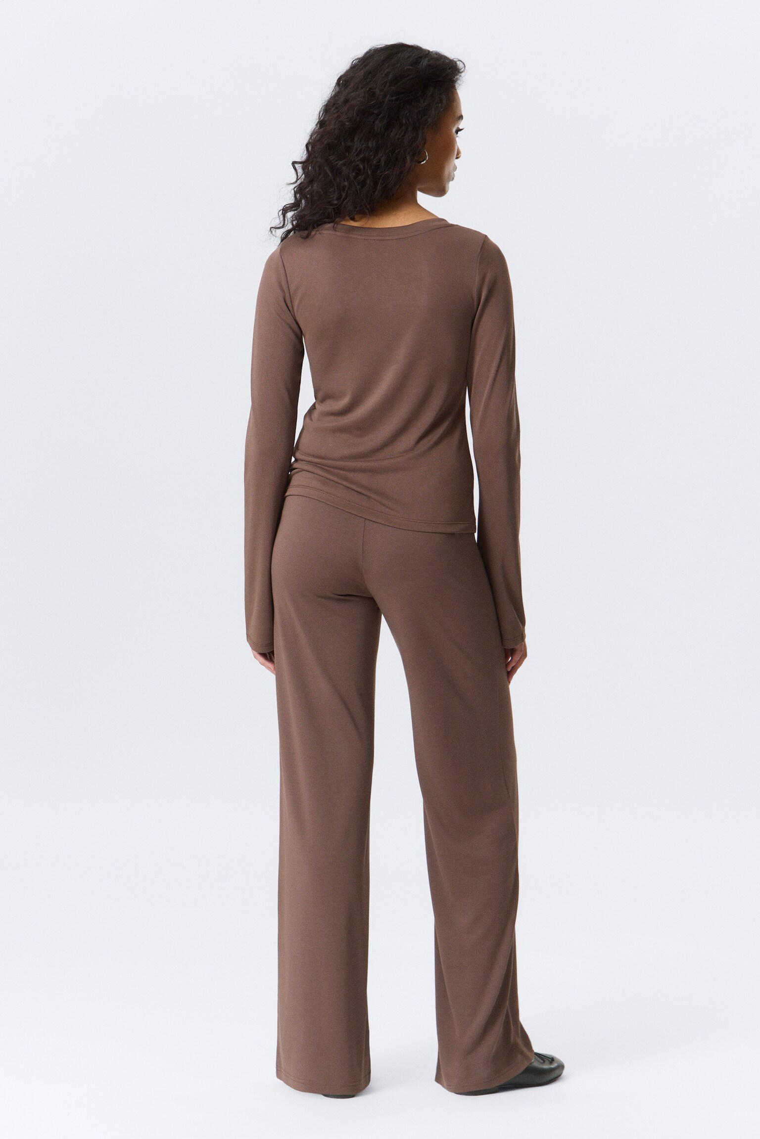 Top a V a maniche lunghe - Washed Mole/Nero lavato - 6