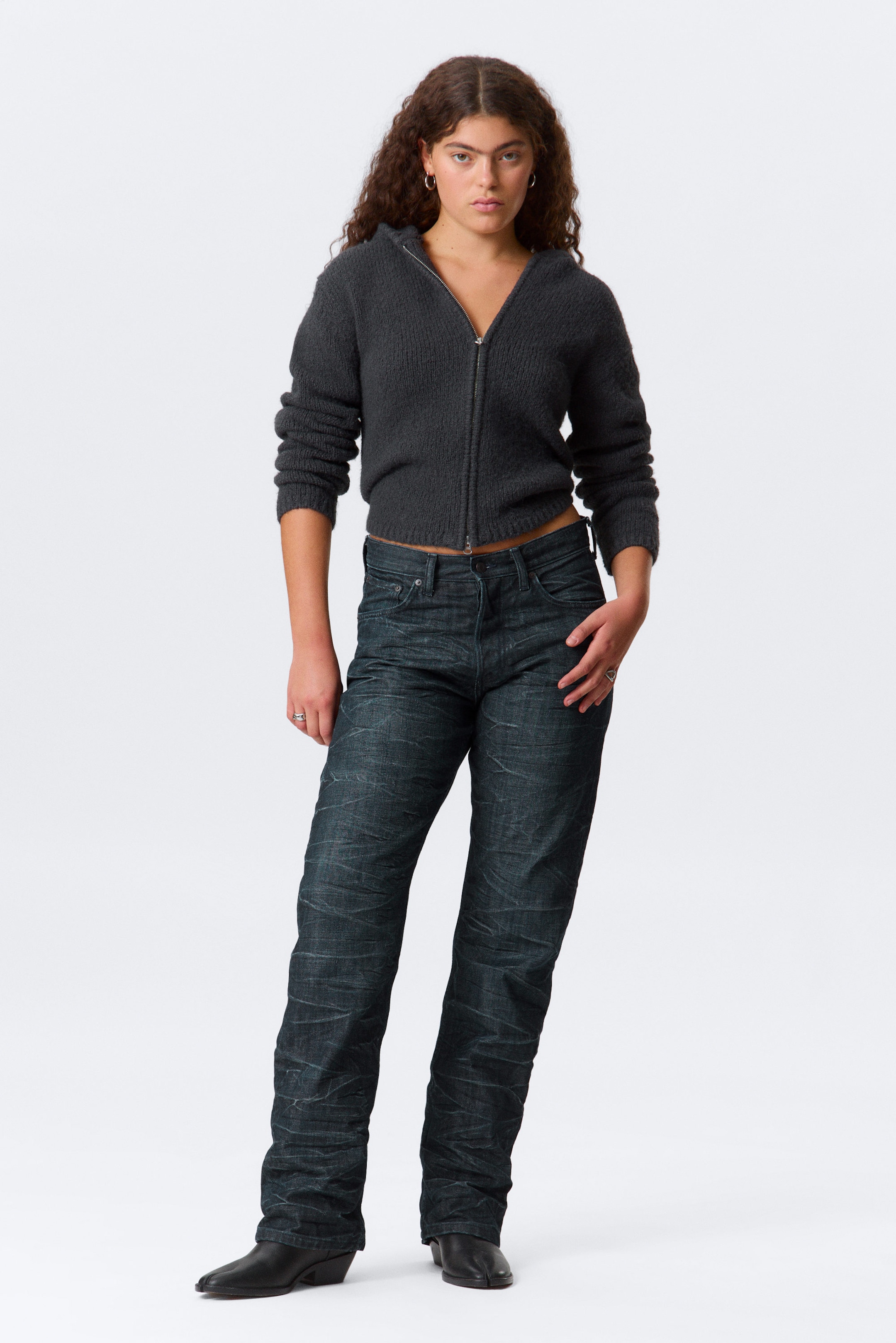 Ridge Blue - Mörkblå - Orbit Mid Waist Regular Straight Leg Jeans - 2