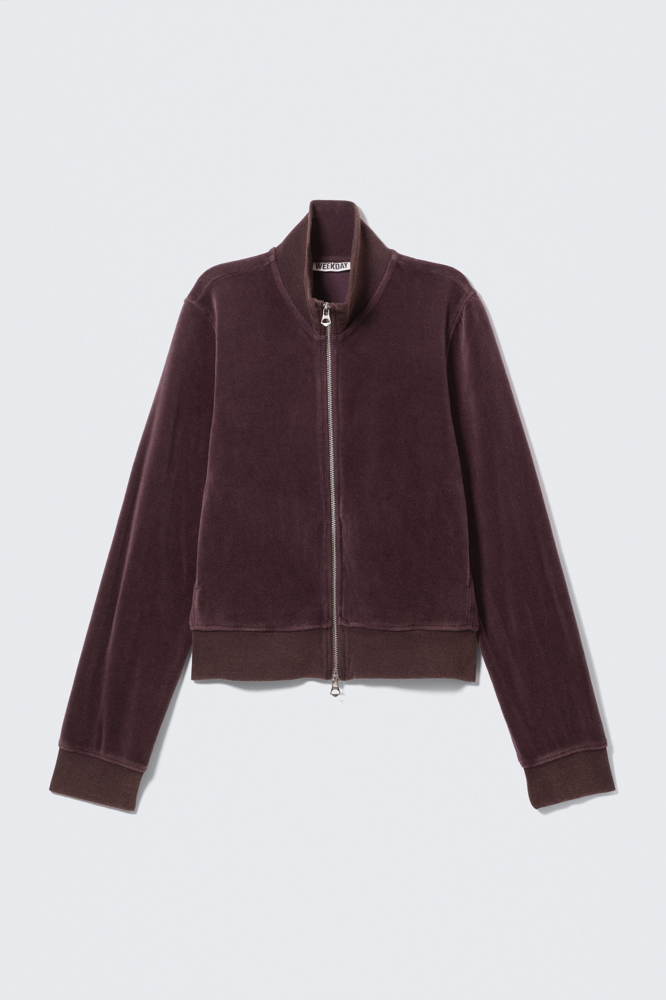 Dunkle Pflaume - Minijacke aus verwaschenem Samt - 3