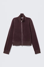 Dunkle Pflaume - Minijacke aus verwaschenem Samt - 3