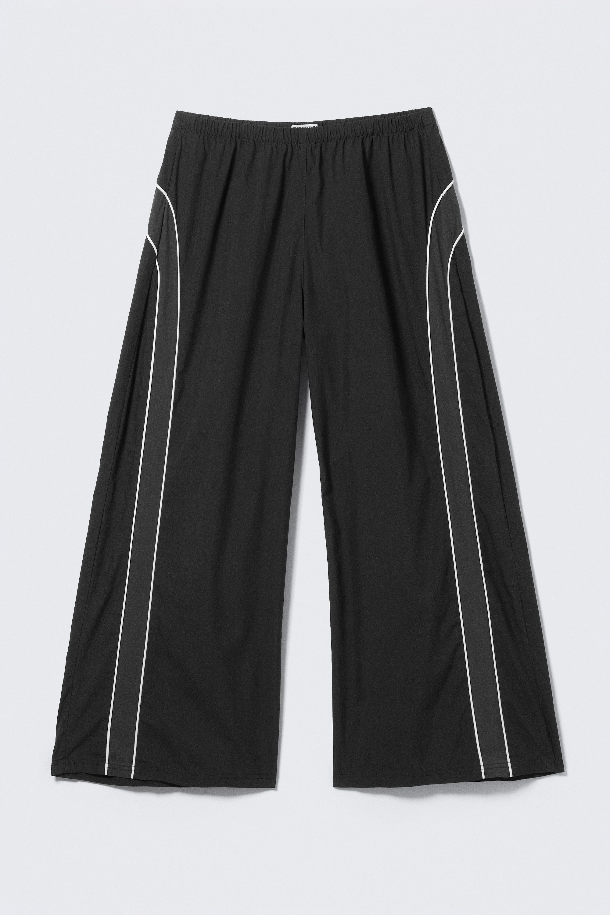 Black - Contrast Piped Wide-Leg Track Trousers - 3