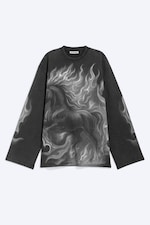 Schwarz - Pferdeprint - Oversized Longsleeve mit Grafikprint - 0