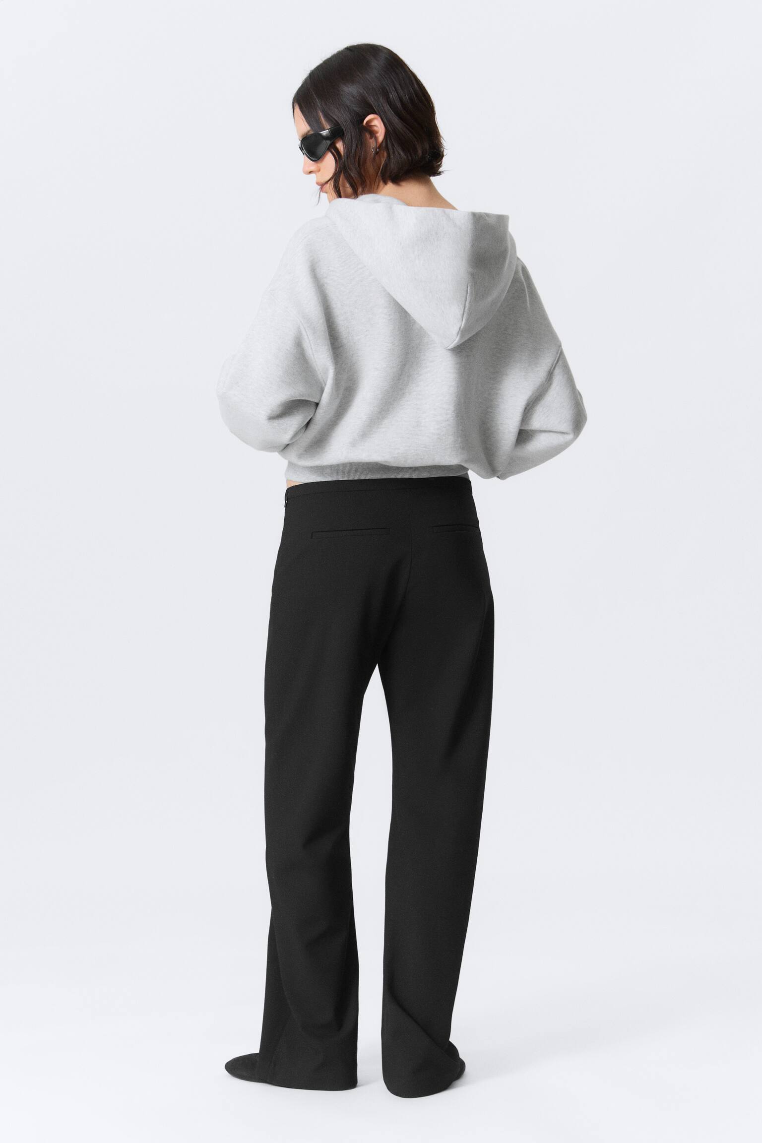 Low-Waist-Anzughose mit seitlichem Reißverschluss - Schwarz/Dunkelgrau meliert - 4