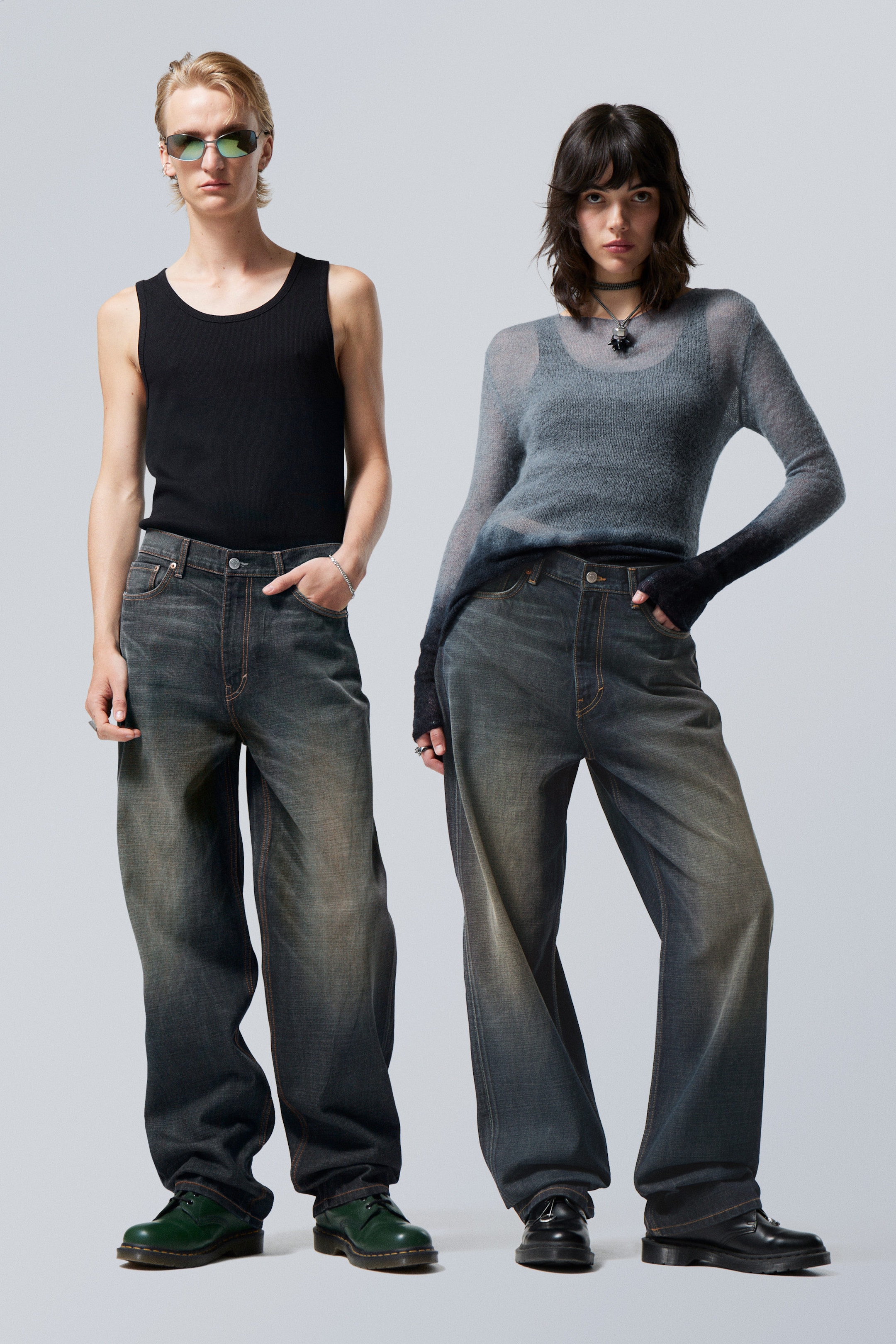 Swamp Blue - Galaxy Mid Waist Loose Straight Jeans - 0