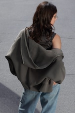 Staubgrau - Zip-Hoodie aus dickem Stoff mit normaler Passform - 2