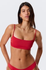 Bright Red - Scoop Neck Bikini Top - 0