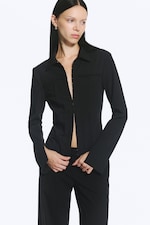 Black - Slim fit A-line Longsleeve - 0