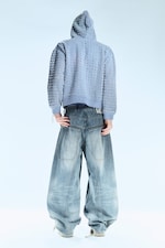 Cloudy Blue - Medium Blue - Dunno Loose Barrel Leg Jeans taille basse unisexe - 5