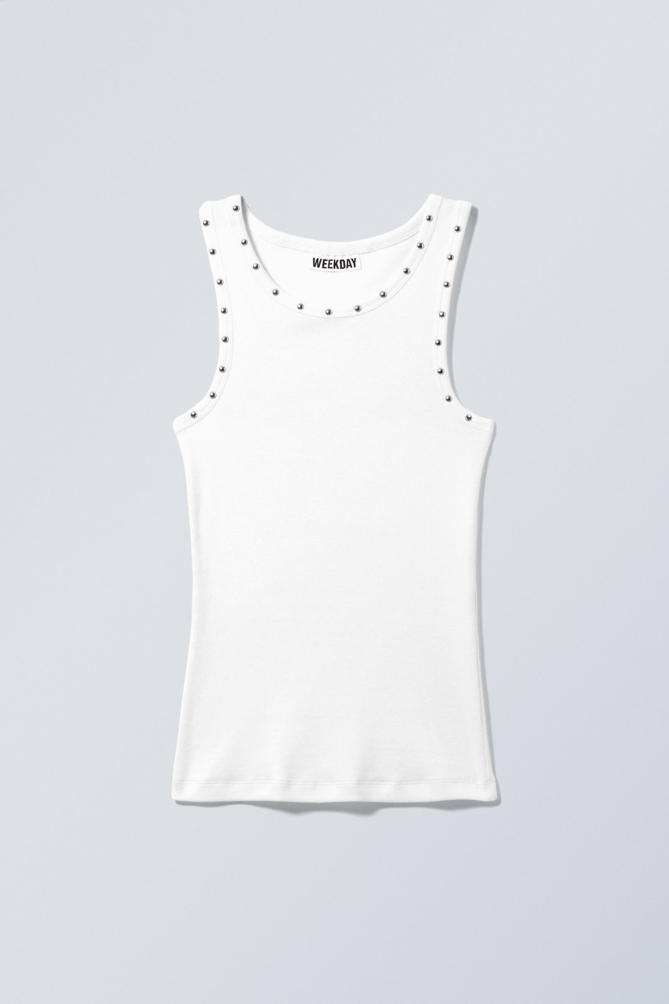 White - Stud Detailed Tank Top - 0