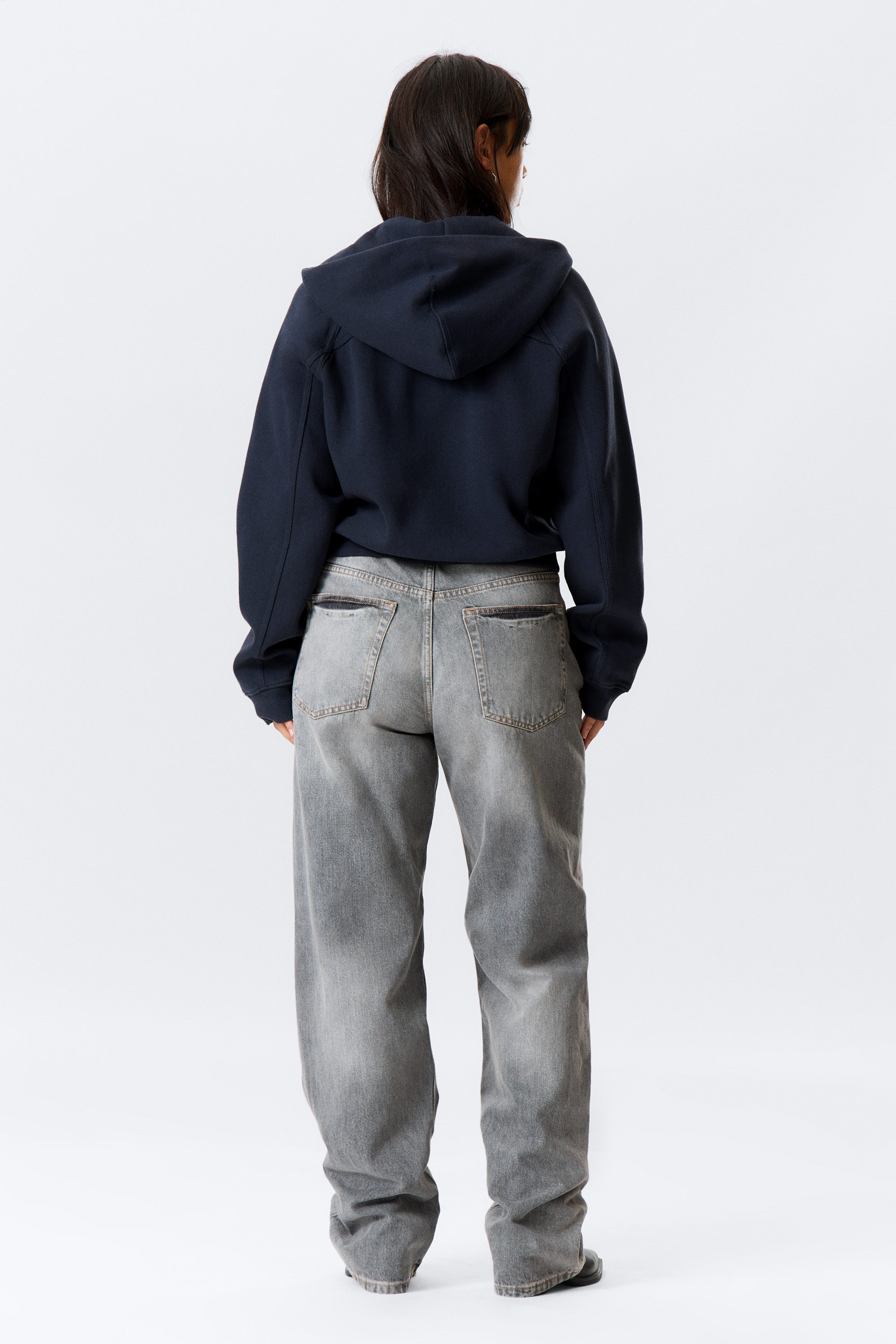 Dark Blue - Raglan-Sleeved Cutline Zip Hoodie - 2