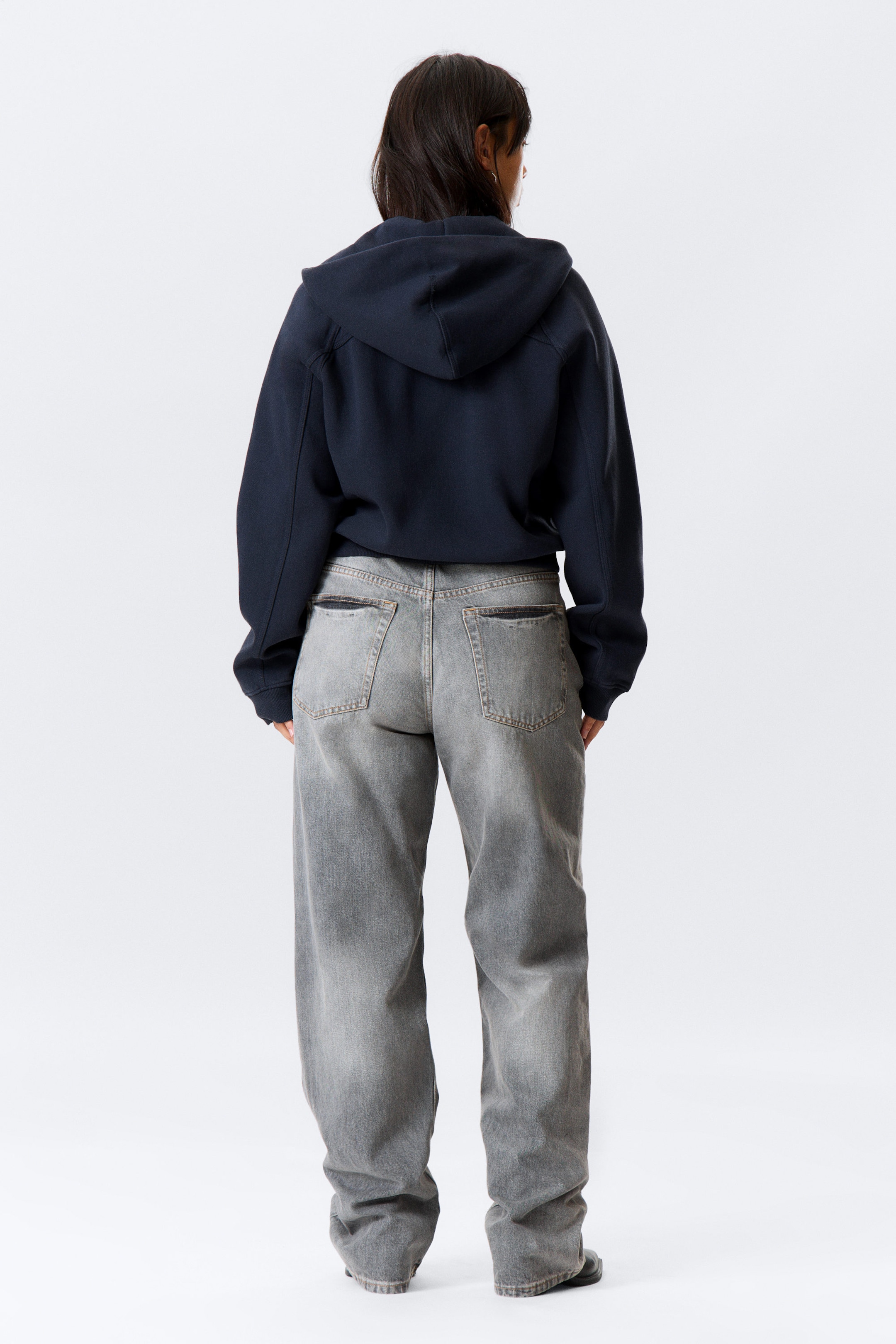 Donkerblauw - Cutline hoodie met raglanmouwen - 2