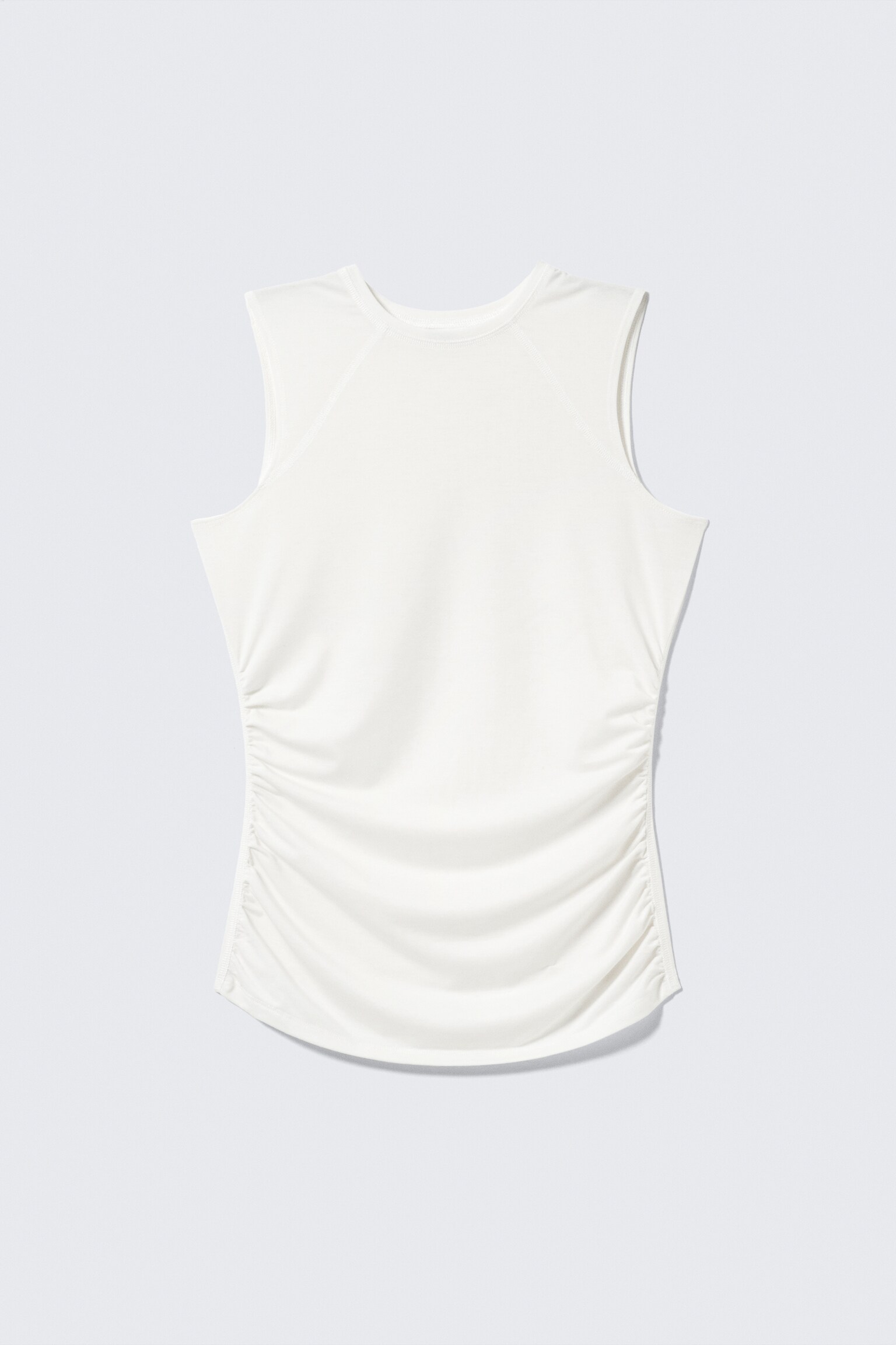 Ärmlös rynkad jerseytopp - Vit/Mörkbrun - 2