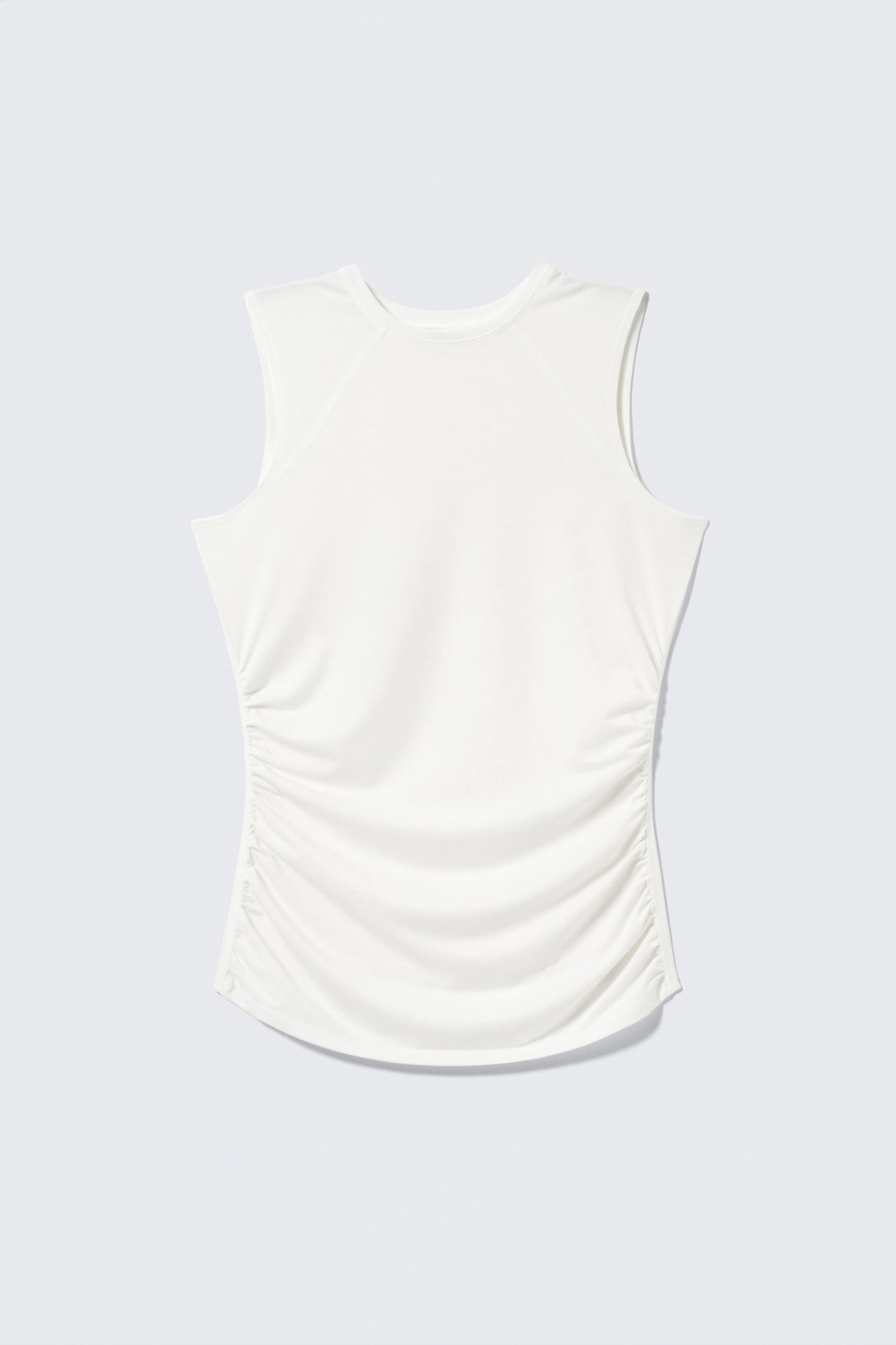 Weiß - Ärmelloses, gerafftes Jersey-Top - 4
