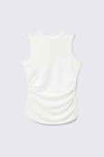Weiß - Ärmelloses, gerafftes Jersey-Top - 4