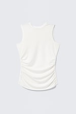 White - Sleeveless Gathered Jersey Top - 0
