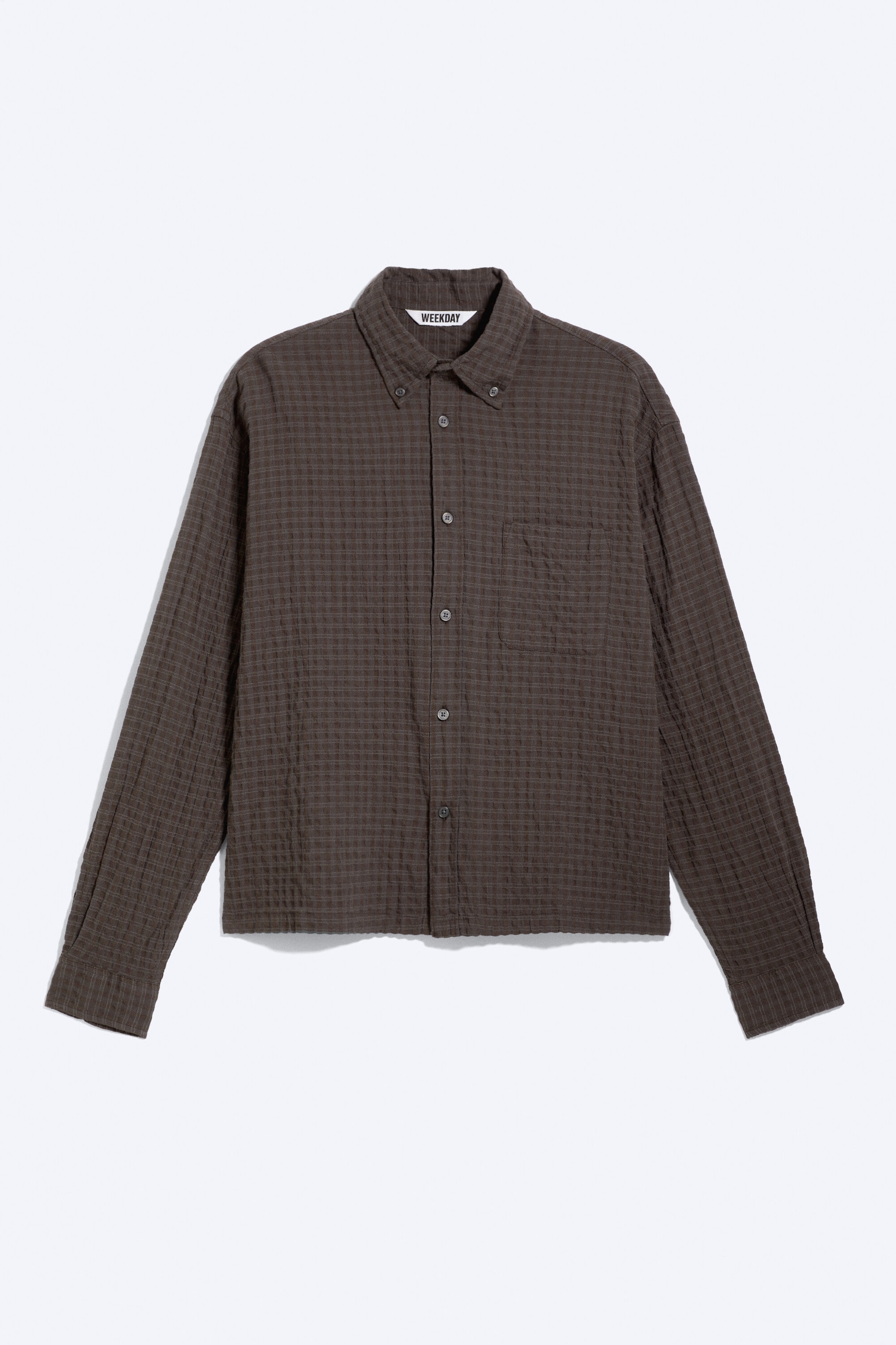 Checked Dark Brown - Boxy Structured Shirt - 3