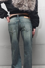 Hazy Blue - Mellanblå - Messy Low Rise Regular Straight Jeans - 3