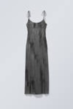 Blurred Dark Grey - Strap Maxi Dress - 4