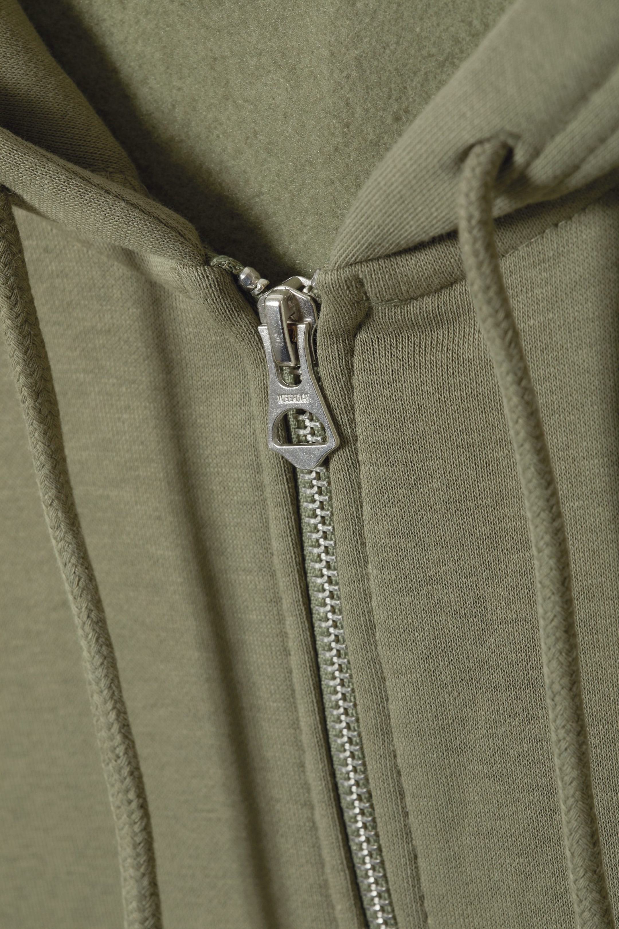 Khaki green - Sweat à capuche zippé classique - 1