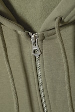 Khaki green - Sweat à capuche zippé classique - 1