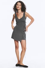 Mørk gråmelert - Asymmetric Wrap Strap Top - 0