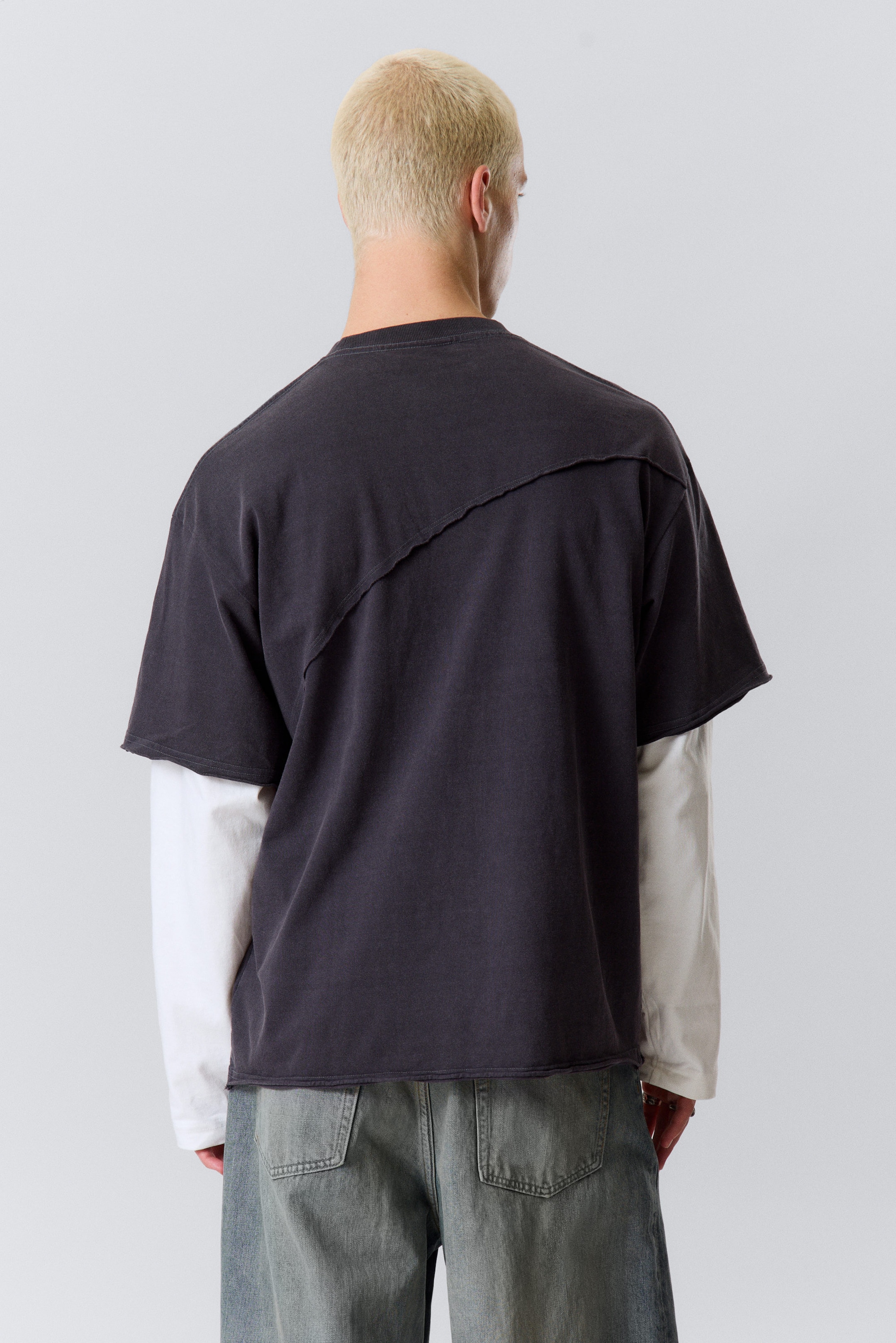 Noir et blanc - T-shirt à panneaux superposés - 5