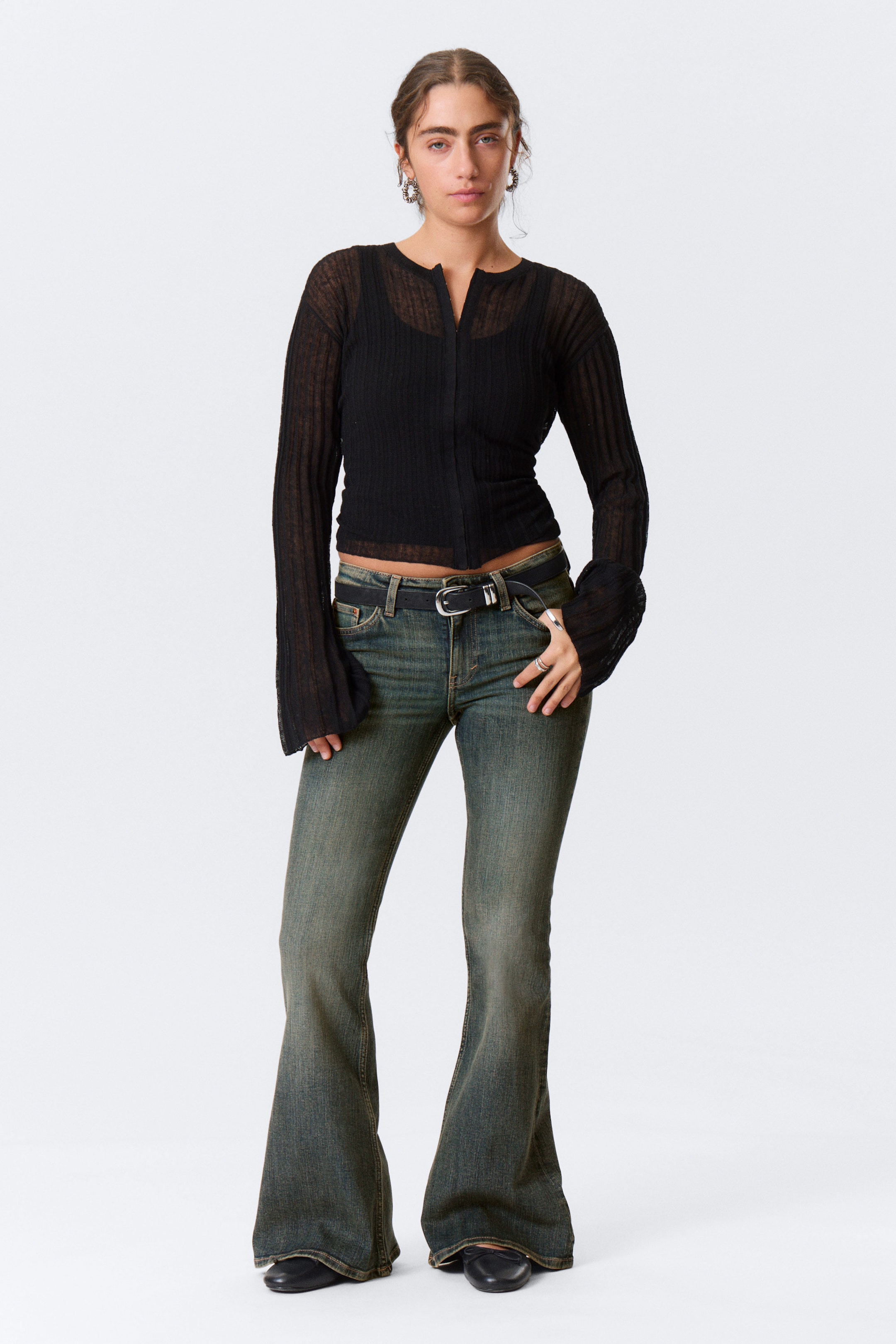 Desert Blue - Dunkelblau - Katsumi Low Rise Slim Flared Leg Jeans - 1