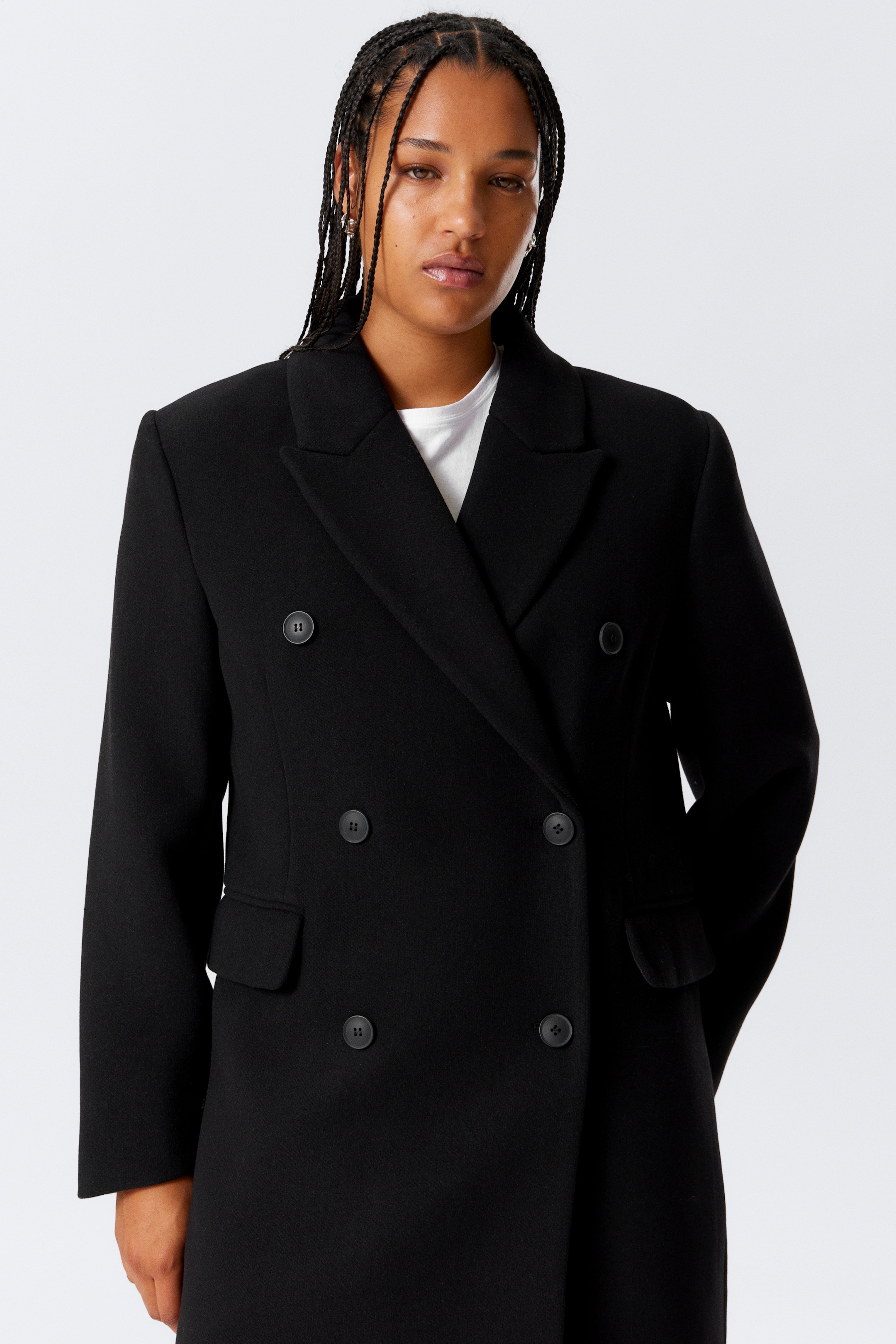 Se større billede: Oversized knælængde frakke i uldblanding - Sort - DAME | H&M DK 2