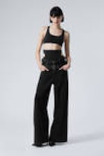 Tuned Black - Schwarz - Dual High Waisted Loose Wide Leg Jeans - 0