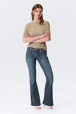 Embellished Blue - Dark Blue - Low Rise Embellished Flared Jeans - 0