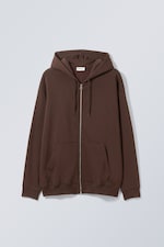 Brown - Oversized Midweight Zip Hoodie - 0