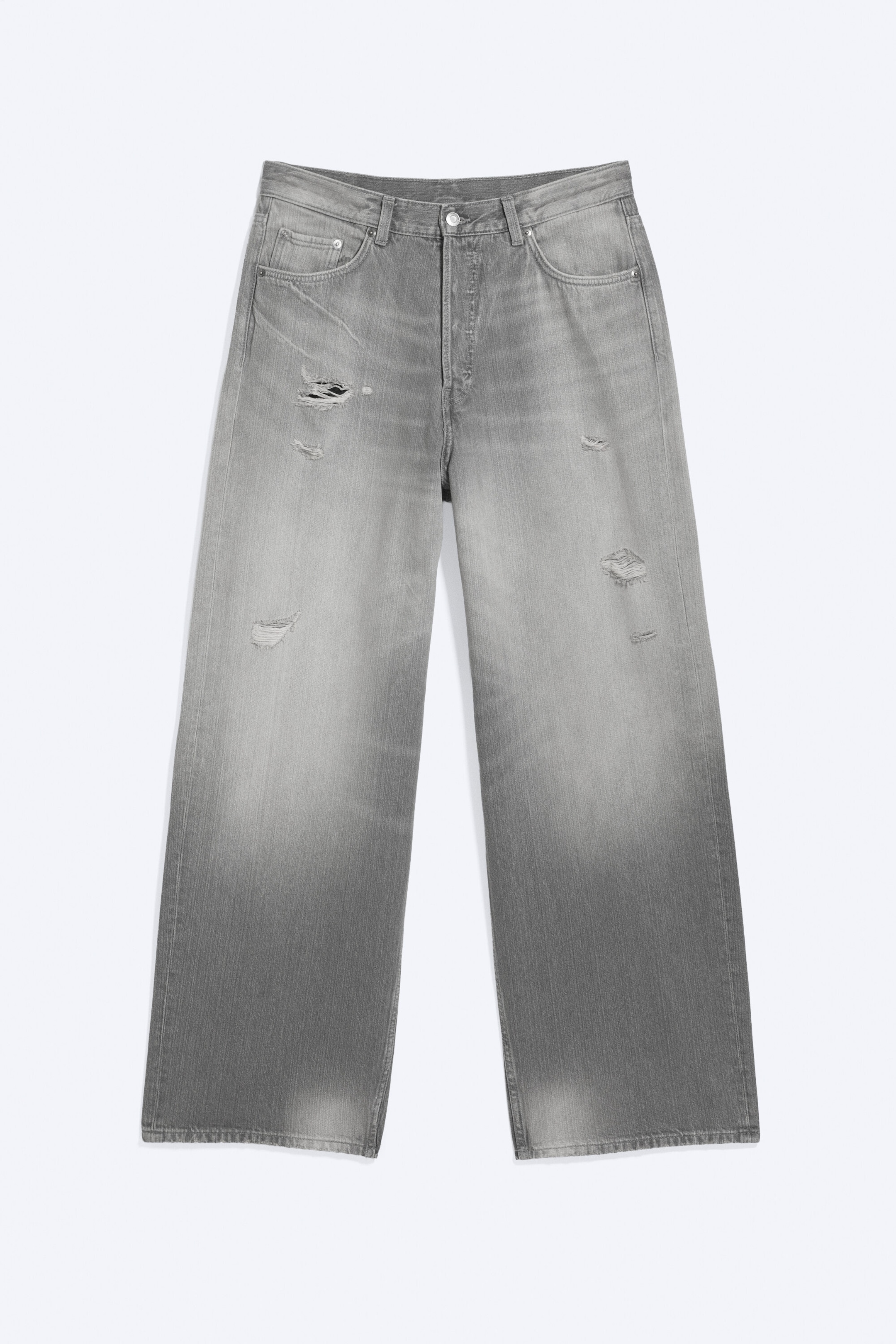 Complex Grey - Mellangrå - Astro Mid Waist Loose Baggy Unisex Jeans - 5
