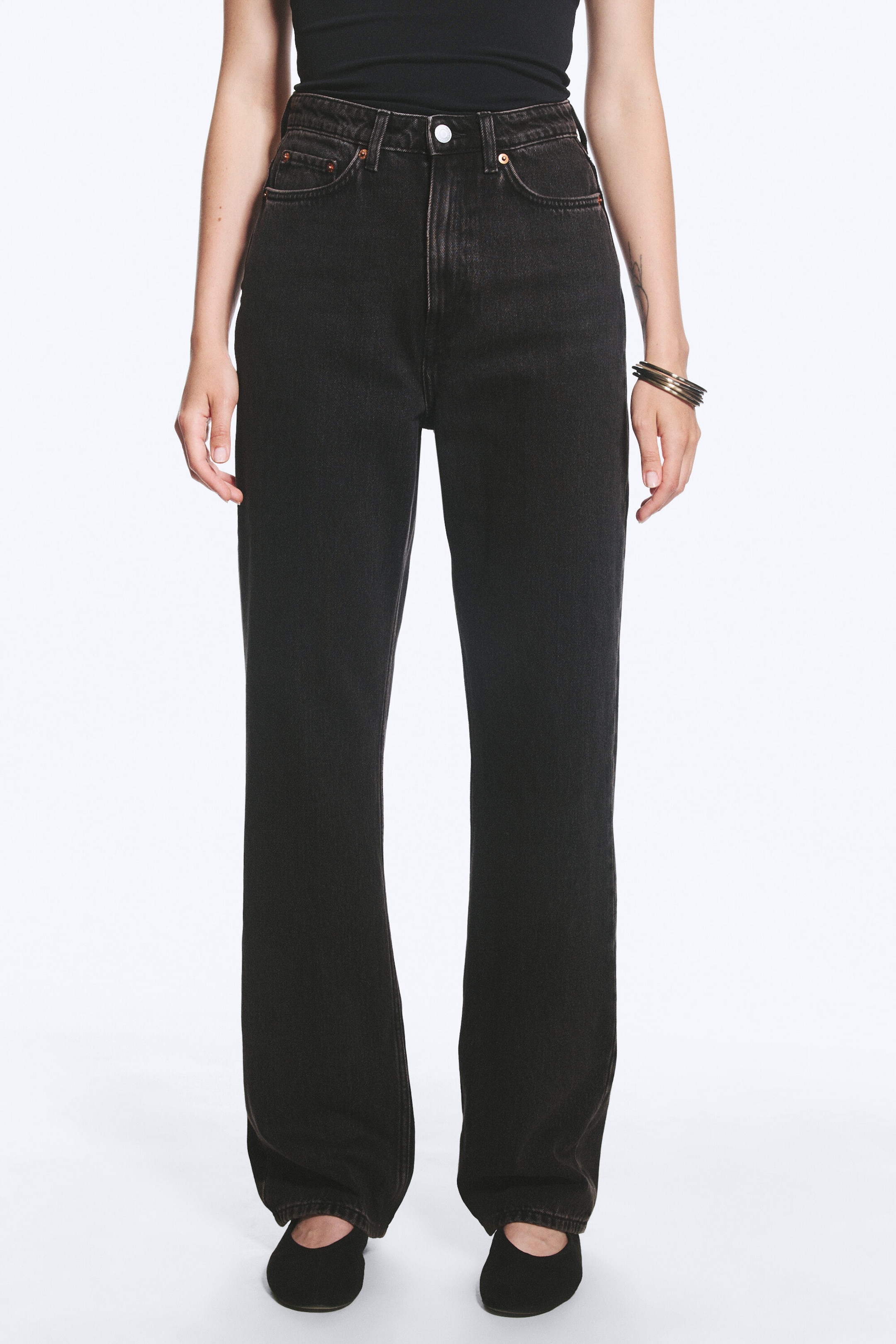 Echo Black - Black - Rowe Super High Waisted Regular Straight Jeans - 2