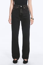 Echo Black - Black - Rowe Super High Waisted Regular Straight Jeans - 1