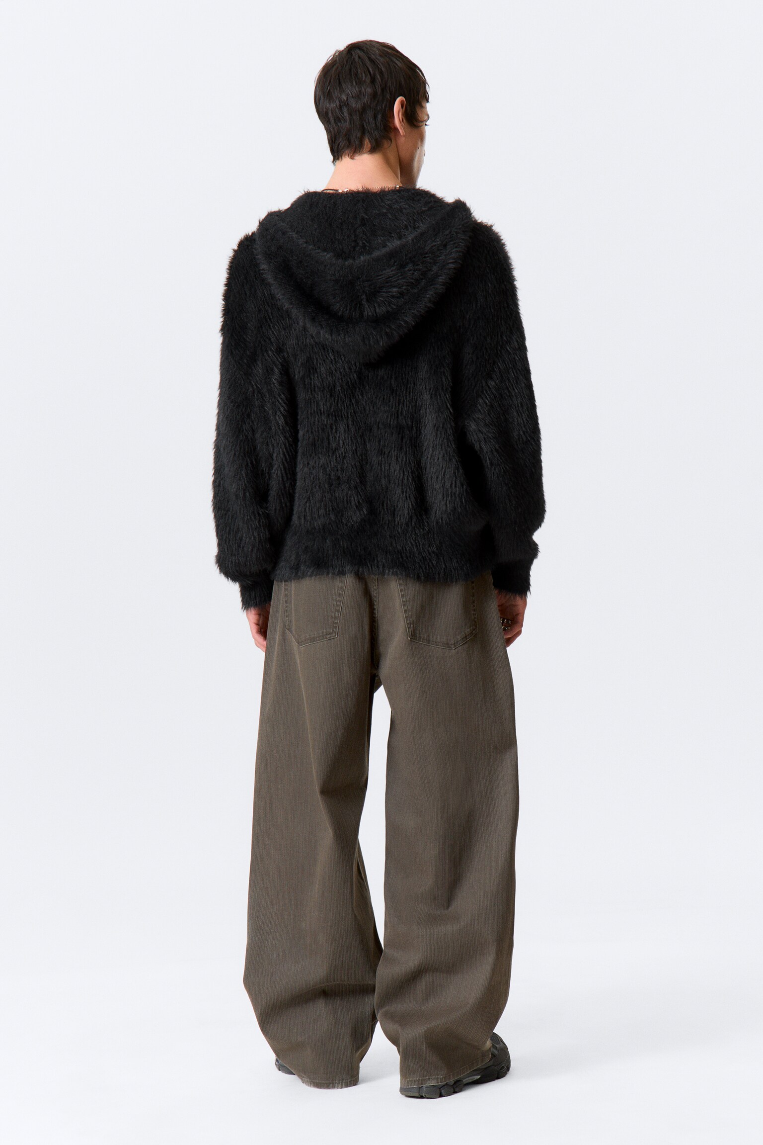 Sudadera con capucha de punto y cremallera - Negro - 6