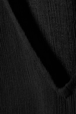 Black - Sheer Long-Sleeved V-neck Maxi Dress - 1