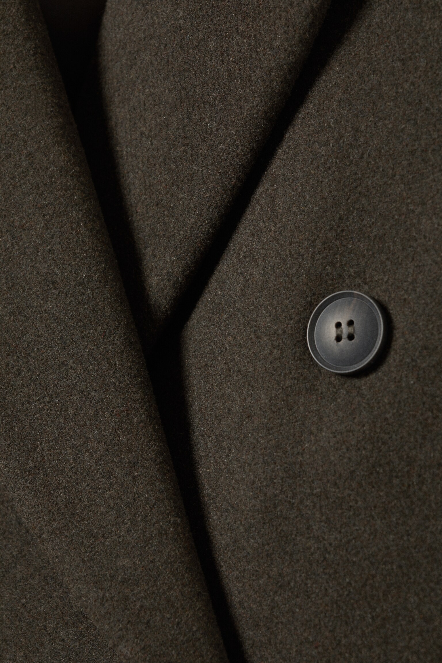 Oversized Knee-Length Wool-Blend Coat - Dark Khaki Green/Black - 7