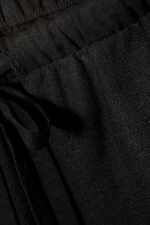 Schwarz - Weite Pull-on-Hose aus Leinenmischung - 1