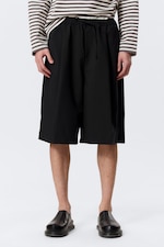 Noir - Short de costume ample taille mi-haute - 1
