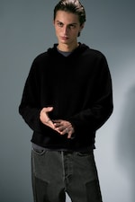 Noir - Sweat à capuche en maille décontracté - 0