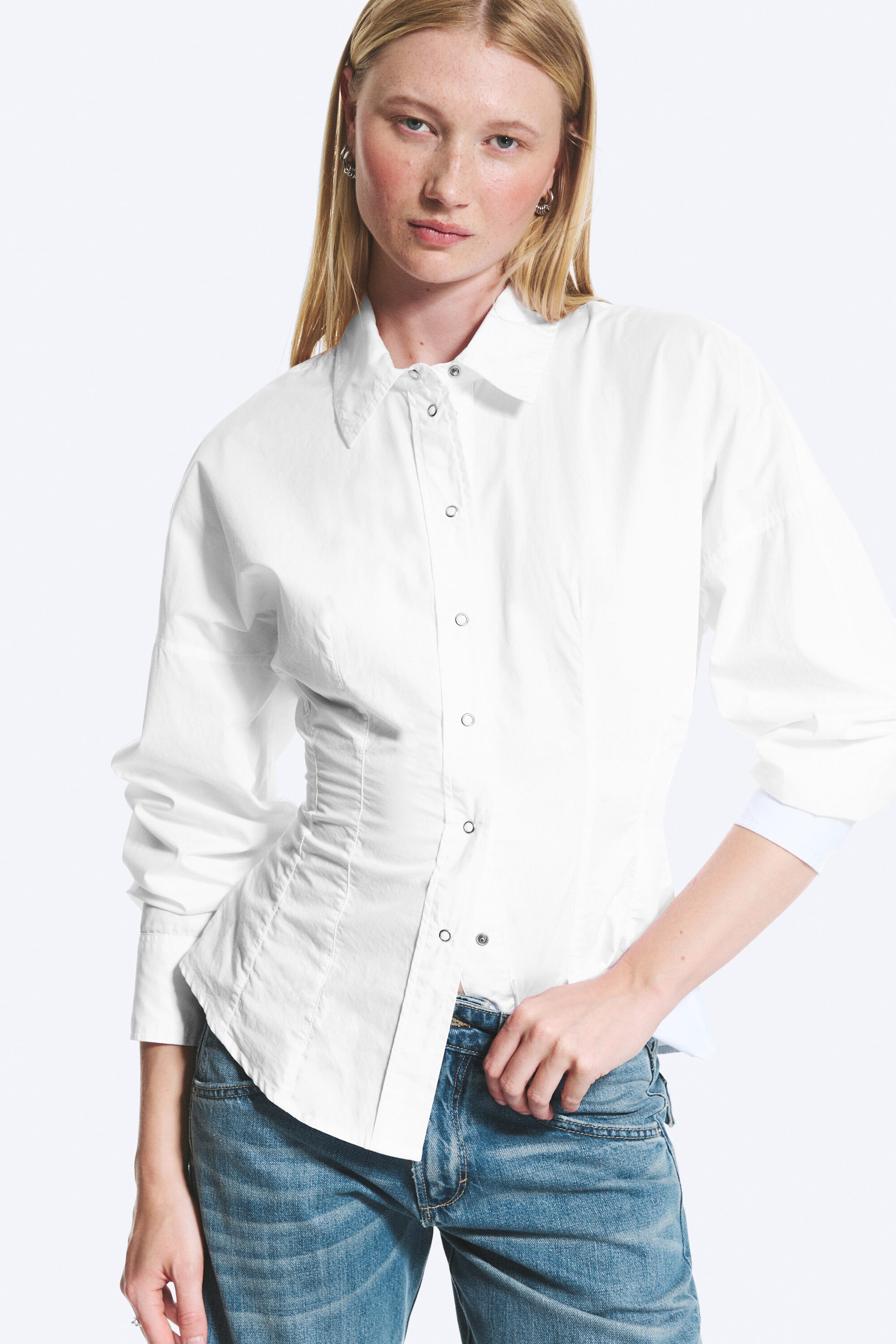 White - Waisted A-Line Shirt - 2