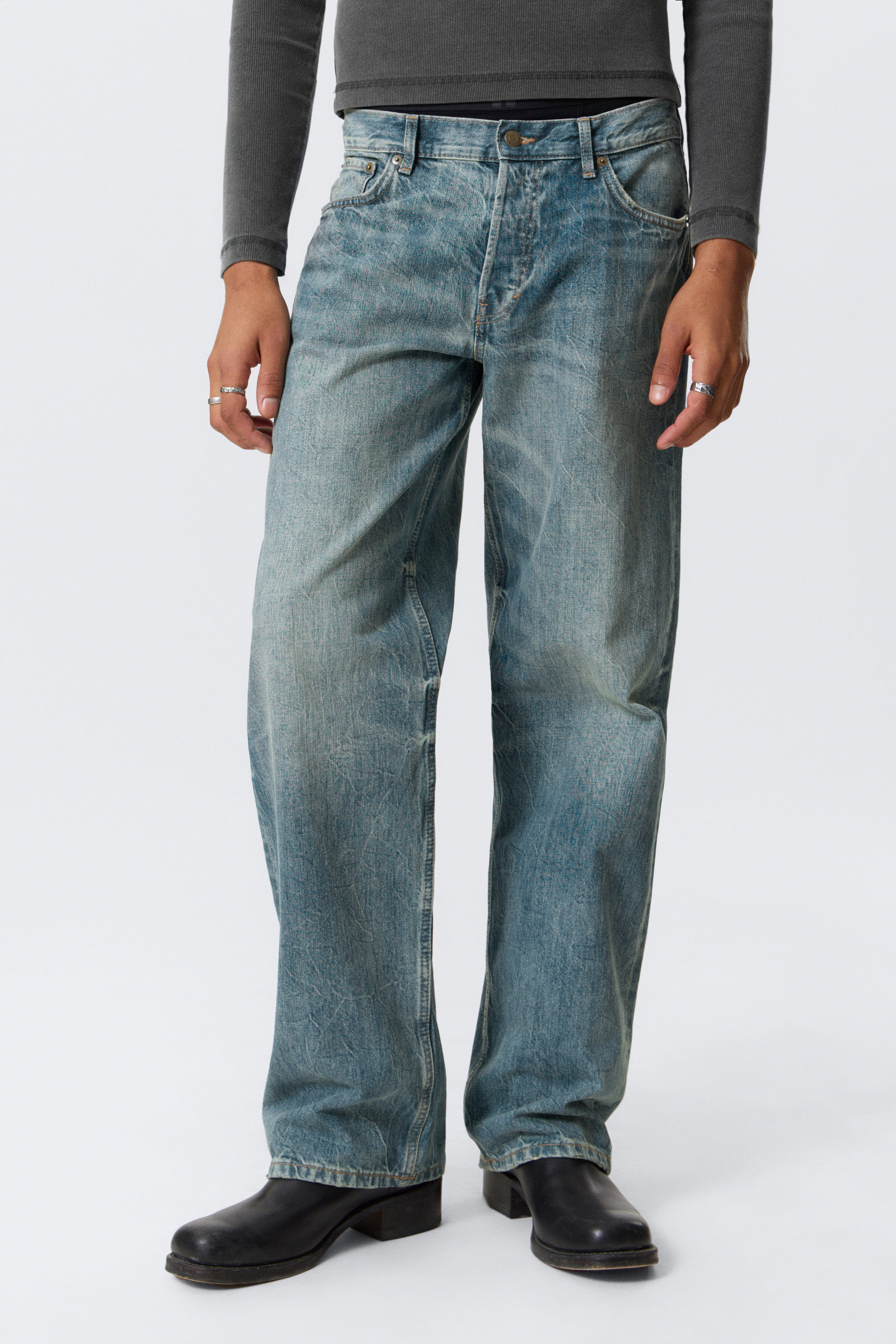 Cyan Dust - Mittelblau - Sphere Low Waist Loose Straight Leg Jeans - 2