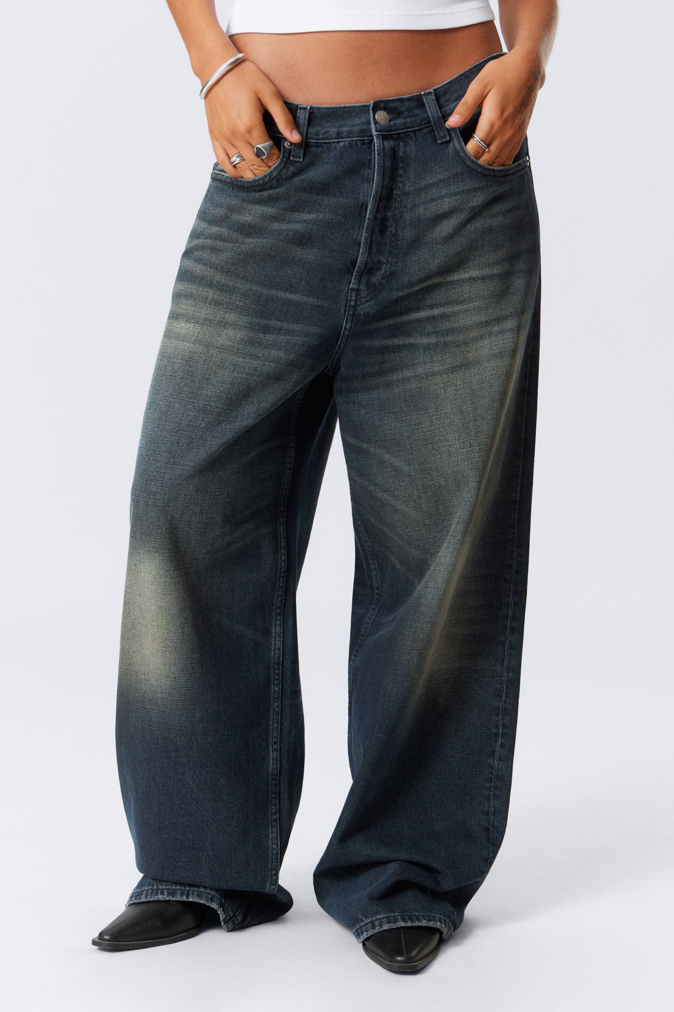 #4C5164 - Astro Loose Baggy Leg Jeans - 2